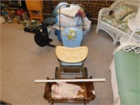 Vintage Stroker and Cradle with Doll