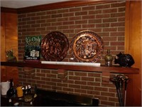 Bulk -Set of Two Large Metal Wall Plates & Vega Ad