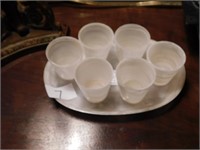 Alabaster tray with 6 cups