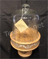 Wood & Metal Glass Dome Cake Pedestal