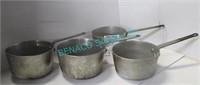 LOT, 4 PCS, ALUM 7"D SAUCE POTS