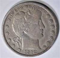 1912-S BARBER HALF DOLLAR ABOUT XF