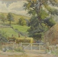 Mary E Harris Country Farm Watercolour