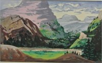 L. Schneider Canadian Rockies Painting