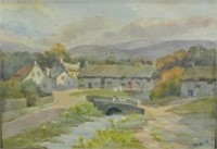 Mary E Harris English Village Watercolour c.1920