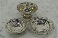 3 Silverplate Bon-Bon Bowls