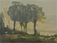 (after) Corot Hand Coloured Large Aquatint