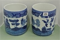 Pair of Blue & White Chinese Porcelain Planters