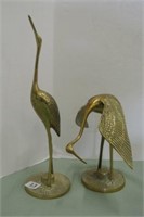 Set of 2 Brass Crane Statues