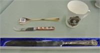 Silverplate Cake Knife in Case & China