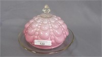Pattern Glass butter dish-pink Guttate