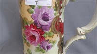 Nippon 15" floral tankard w/roses