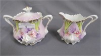 RS Prussia floral Creamer/sugar w/roses