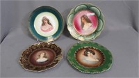 4 German portrait bowls & plates as shown