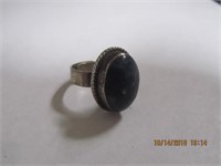 Mexico 925 Adj. Ring w/Dark Blue Stone
