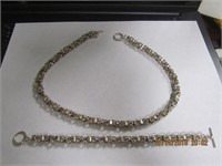 925 Links Necklace & Matching Bracelet Set