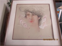 Pastels Signed to Gem Lane 24 x 25 in. of Lady