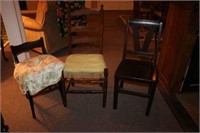 Two Side Chairs and Stool