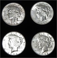 4 Silver Peace U.S. Dollar Coins