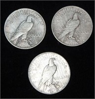 3 Silver Peace U.S. Dollar Coins