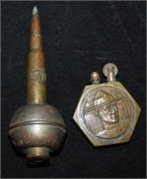Two Pcs WWI Trench Art, Lighter, Bullet
