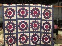 Hand stiched quilt, red/white/blue