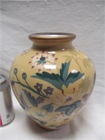 Vase, floral, gold band