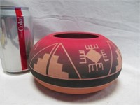 Signed tribal vase, red