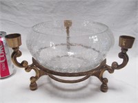 Crackle glass center bowl w. candleholders