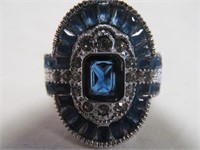 Ring, silver/blue