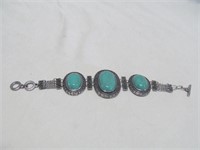 Bracelet, silver/blue, large stones