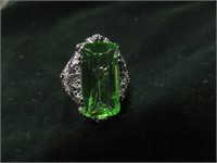 Ring, silver/green