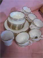 Fire King group, plates, cups, saucers