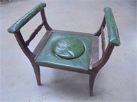Vintage wooden padded potty chair