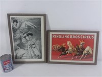 2 affiches cirque style antique dont Barnum&Bailey