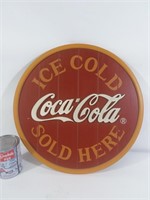 Affiche ronde Coca-Cola "Ice Cold", en bois