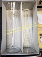 2PC GOLD RIMMED CRYTSAL CHAMPAGNE FLUTES