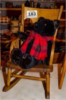 Wooden rocking chair & bear