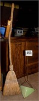 Stick handle broom & vintage dustpan