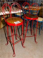 Red stools (2) 39" t