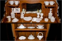 Milk glass collection - top and bottom shelves