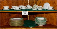 Plates, tea cup, cream & sugar service 2 shelves