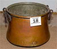 Large copper pot 13" t x 16-1/2" dia
