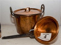 Copper items (2), largest is 10" diameter