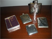 Silver Plate Flask-Cigarette Lighter 1 Lot