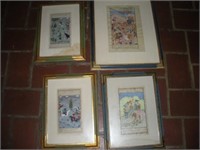 Oriental Silk Art Prints 4 Pcs 1 Lot 18 x 24"-13