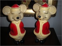 Christmas Mouse Lighted Statues 2 Pcs 1 Lot