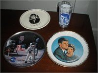 Kennedy Plate & Glass -Man on Moon 1 Lot
