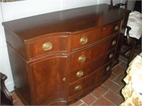 Serpentine Bow front Mahogany Side Board 6 Drawer