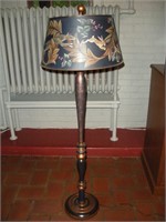 Wooden Turned Floor Lamp w/ Shade12 Inch Rd x 59"